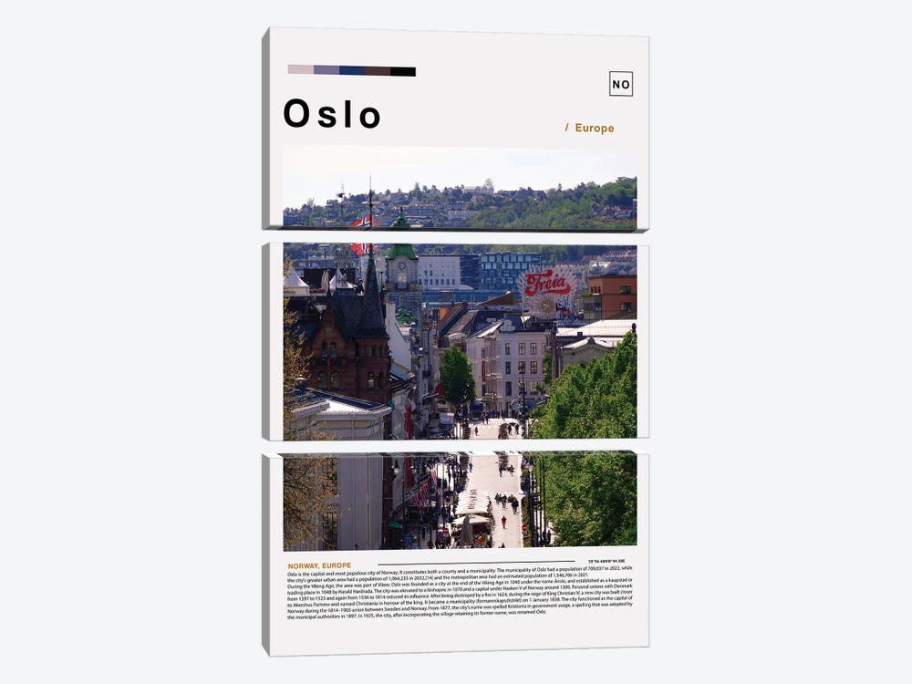 Oslo Landscape Poster by Paul Rommer 3-piece Canvas Art Print
