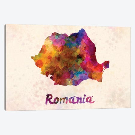 Romania In Watercolor Canvas Print #PUR611} by Paul Rommer Art Print