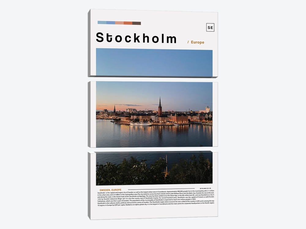 Stockholm Landscape Poster by Paul Rommer 3-piece Canvas Print