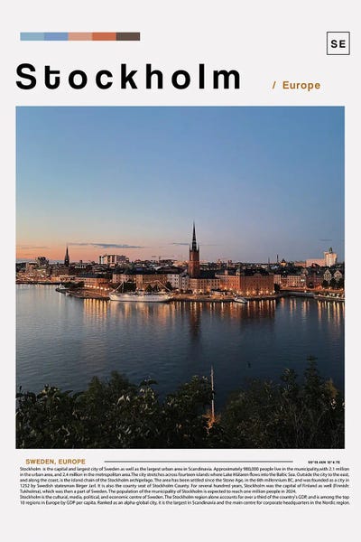 Sweden: Stockholm Landscape Poster by Paul Rommer