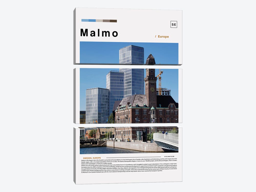 Malmo Landscape Poster by Paul Rommer 3-piece Canvas Print