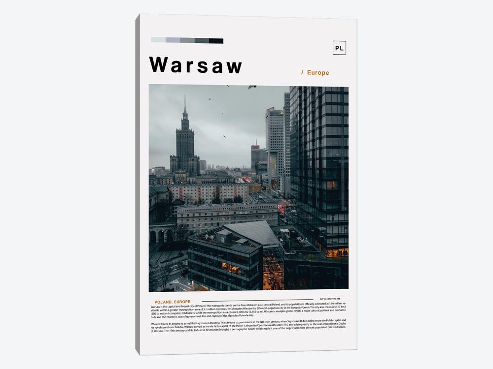 Warsaw Landscape Poster by Paul Rommer 1-piece Canvas Wall Art