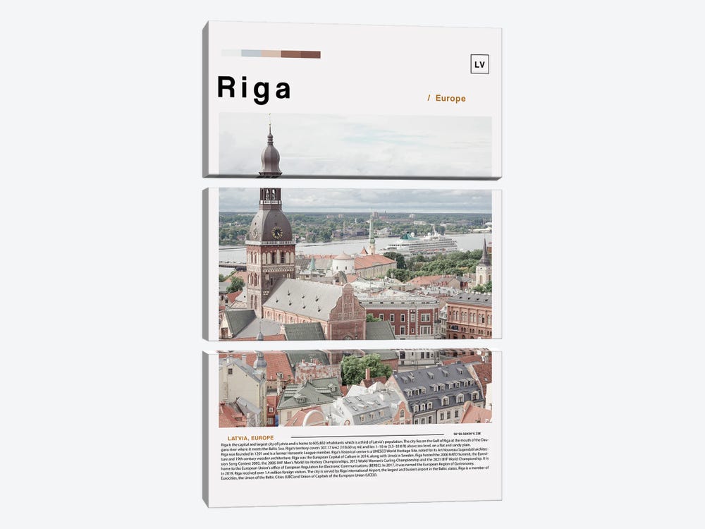 Riga Landscape Poster by Paul Rommer 3-piece Canvas Wall Art