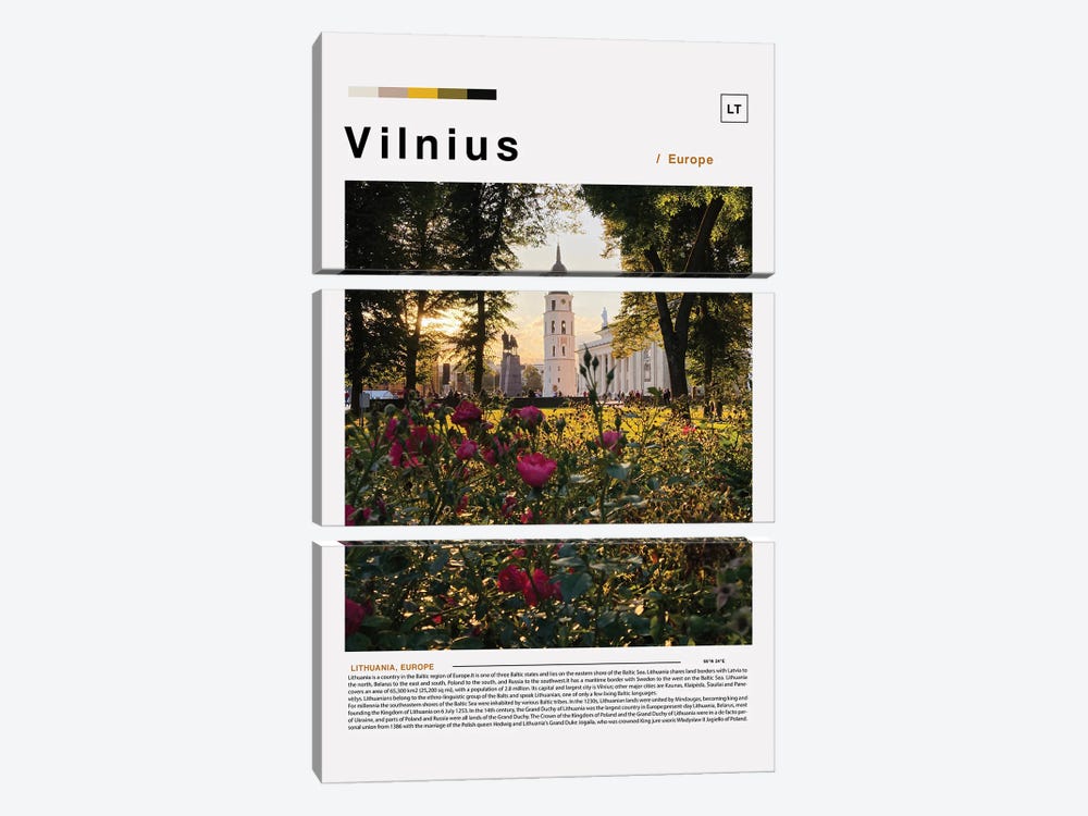 Vilnius Landscape Poster by Paul Rommer 3-piece Canvas Art Print