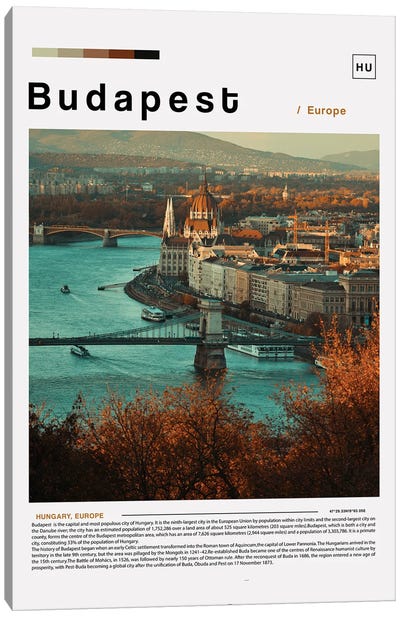 Budapest Landscape Poster Canvas Art Print - Hungary Art