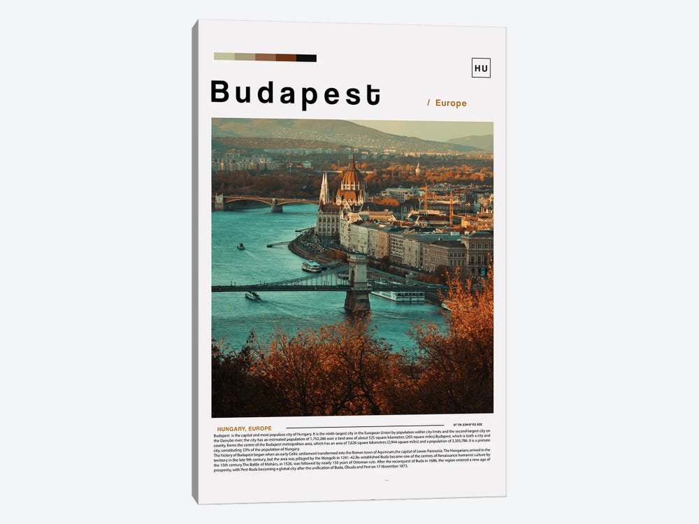 Budapest Landscape Poster by Paul Rommer 1-piece Canvas Print