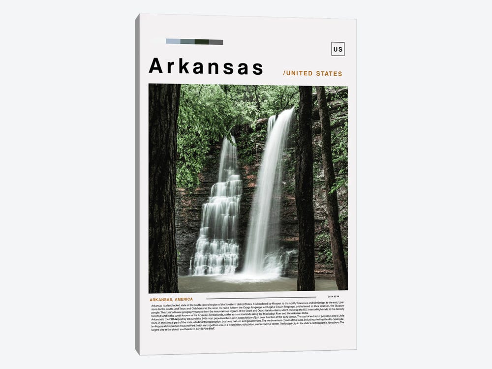 Arkansas Poster Landscape by Paul Rommer 1-piece Canvas Wall Art
