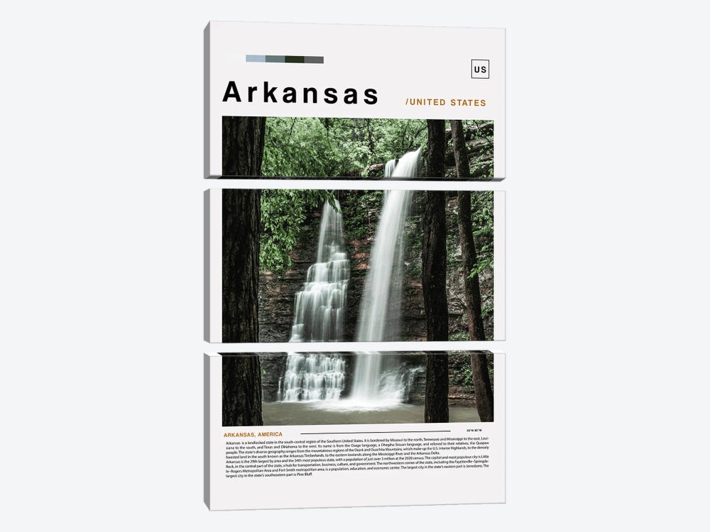 Arkansas Poster Landscape by Paul Rommer 3-piece Canvas Art