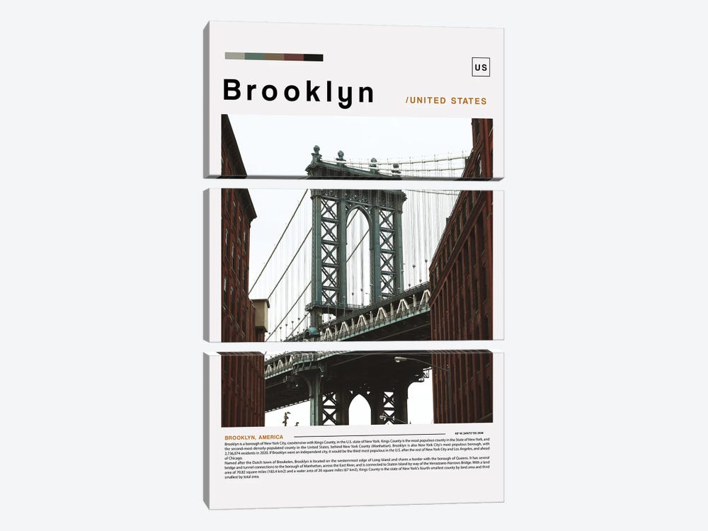 Brooklyn Poster Landscape by Paul Rommer 3-piece Art Print