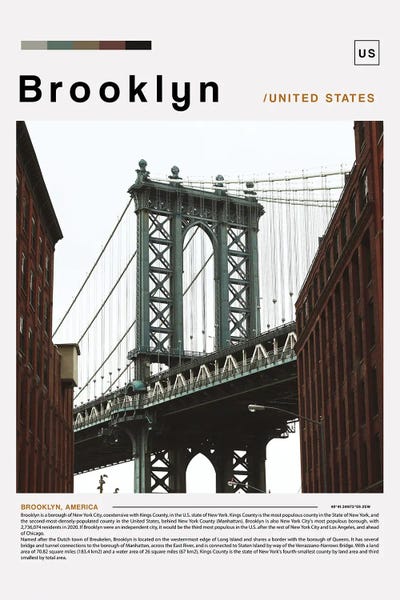 New York City Travel Posters: Brooklyn Poster Landscape by Paul Rommer