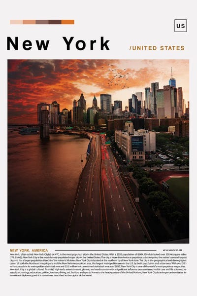 New York City Travel Posters: New York Poster Landscape by Paul Rommer