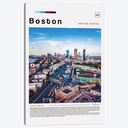Boston Poster Landscape Canvas Print #PUR6136} by Paul Rommer Canvas Wall Art