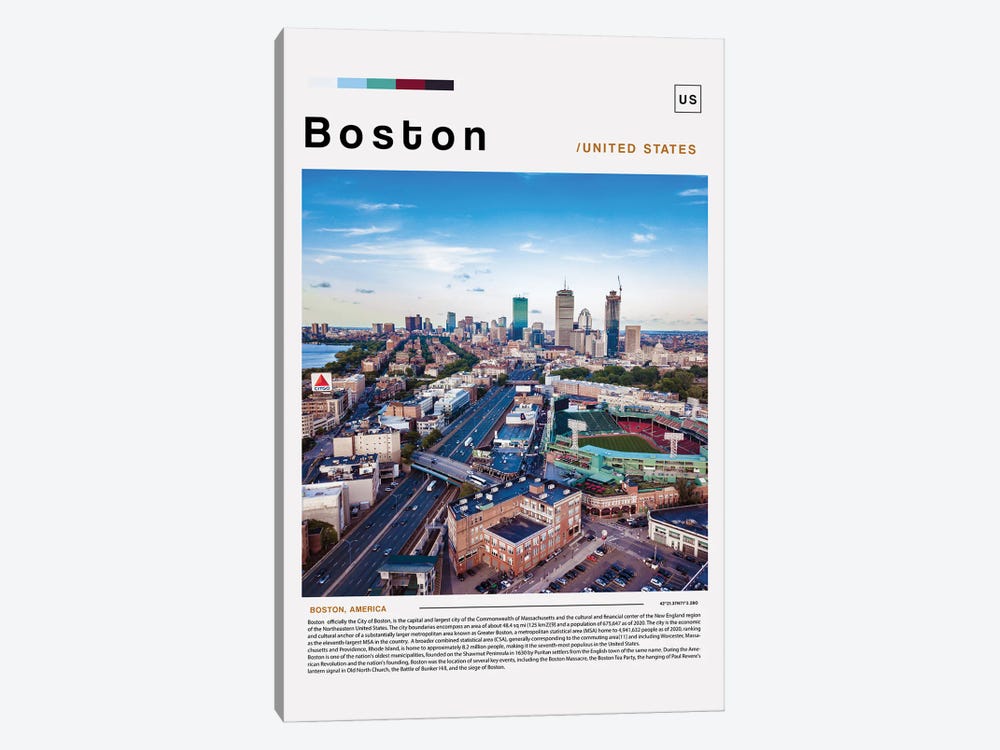 Boston Poster Landscape by Paul Rommer 1-piece Canvas Art