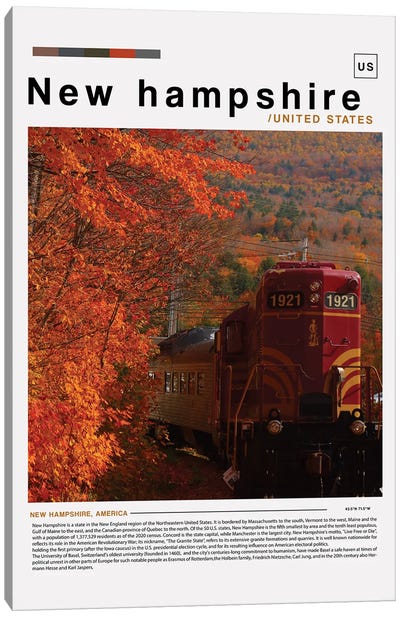 New Hampshire Poster Landscape Canvas Art Print - New Hampshire Art