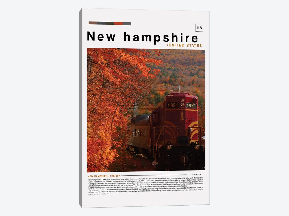 New Hampshire Poster Landscape by Paul Rommer 1-piece Canvas Print