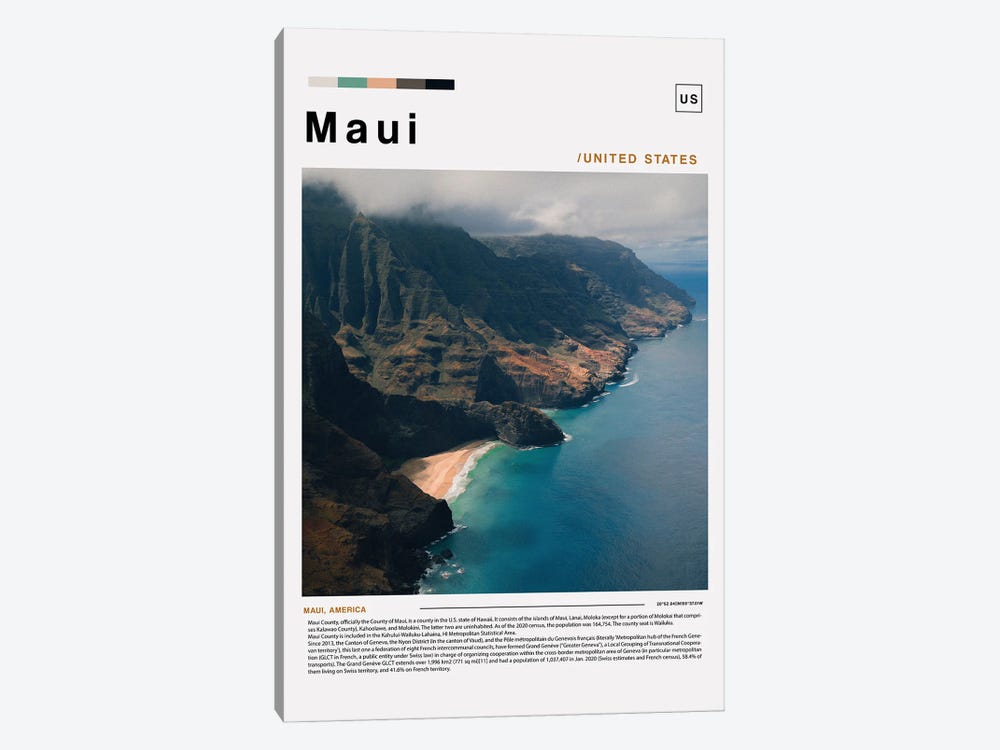 Maui Poster Landscape by Paul Rommer 1-piece Canvas Artwork
