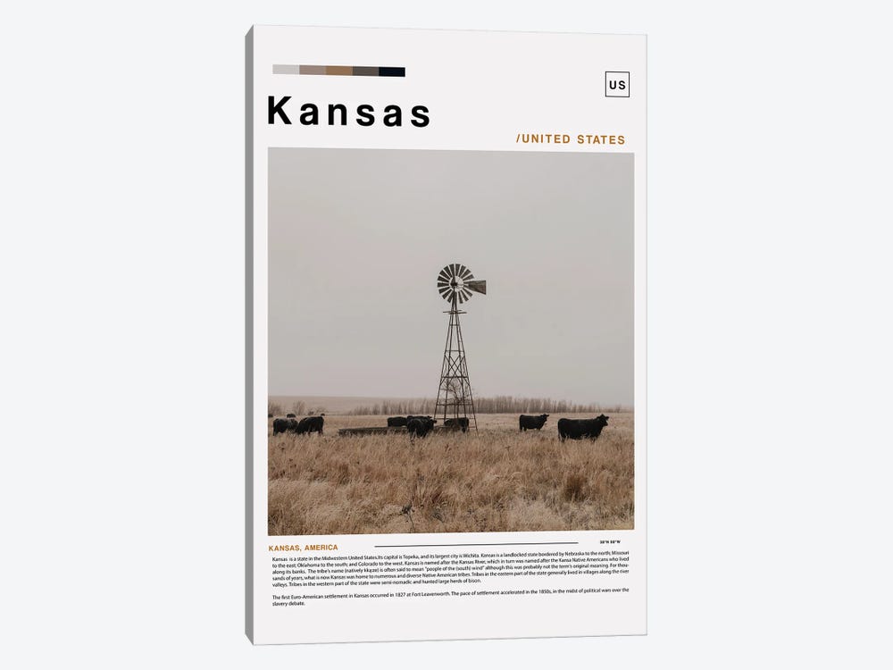 Kansas Poster Landscape by Paul Rommer 1-piece Canvas Art Print
