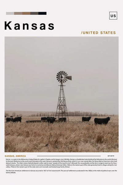 Kansas: Kansas Poster Landscape by Paul Rommer