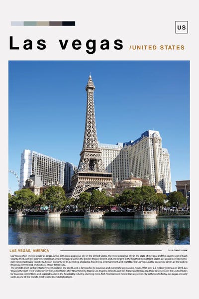 Las Vegas Travel Posters: Las Vegas Poster Landscape by Paul Rommer