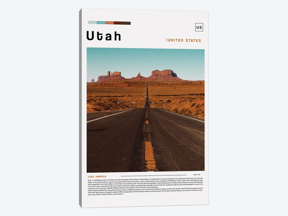 Utah Poster Landscape by Paul Rommer 1-piece Canvas Wall Art