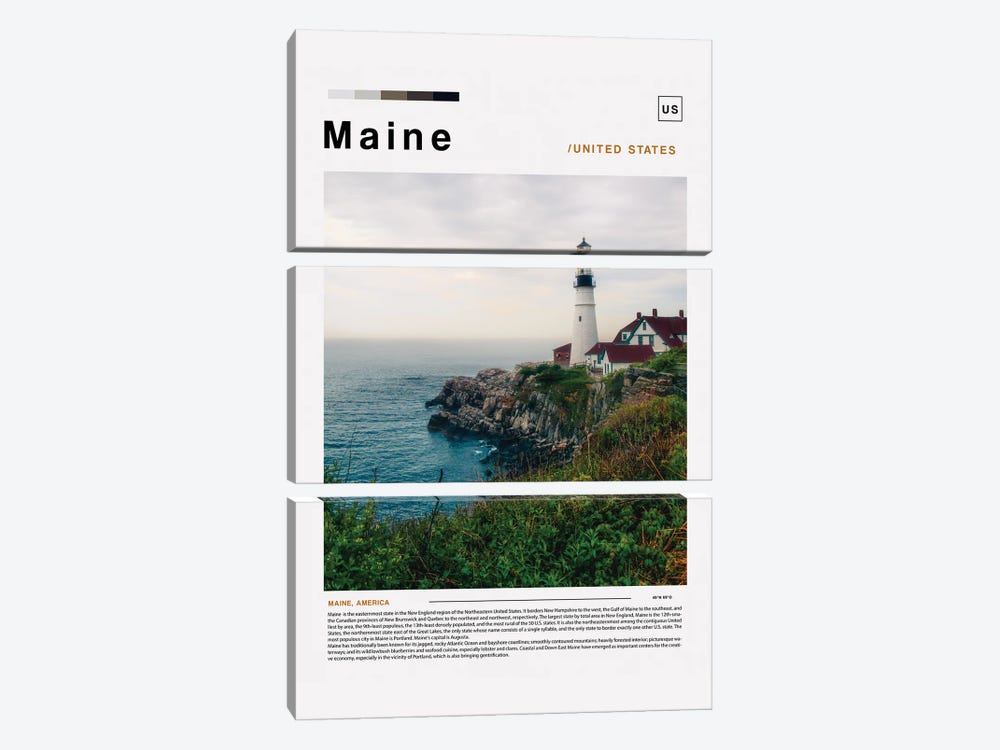 Maine Landscape Poster by Paul Rommer 3-piece Canvas Print