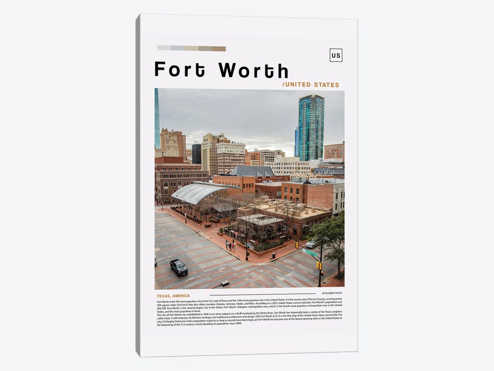 Fort Worth Landscape Poster by Paul Rommer 1-piece Canvas Art