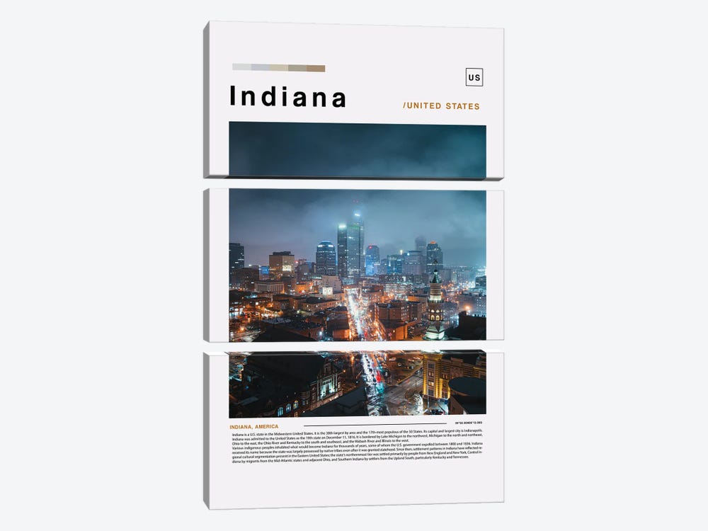 Indiana Landscape Poster by Paul Rommer 3-piece Canvas Print