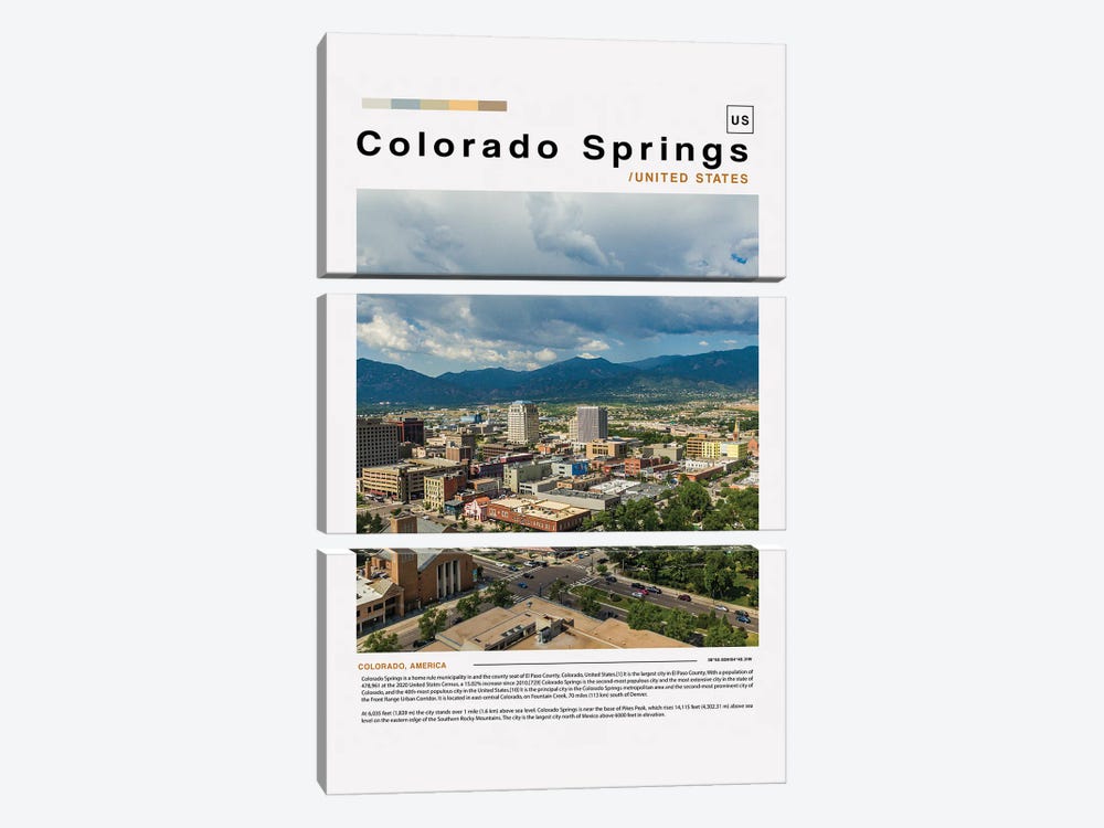 Colorado Springs Landscape Poster by Paul Rommer 3-piece Canvas Wall Art