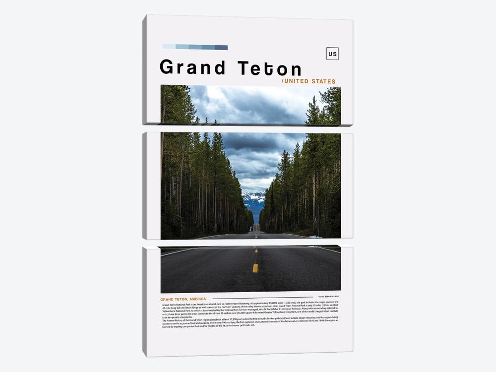 Grand Teton Landscape Poster by Paul Rommer 3-piece Canvas Print