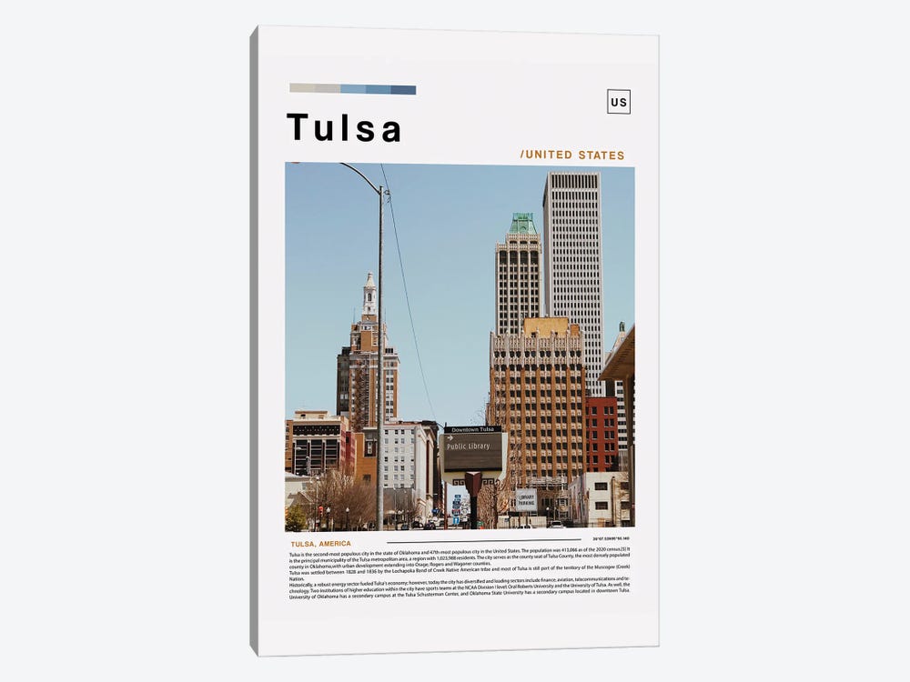 Tulsa Landscape Poster by Paul Rommer 1-piece Canvas Artwork