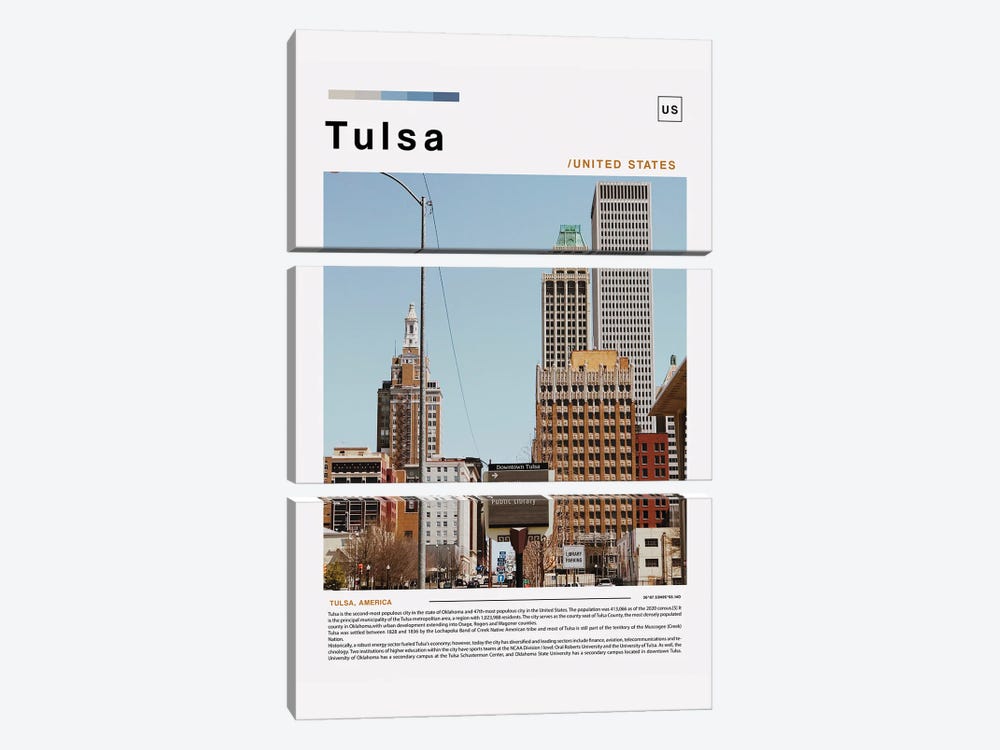 Tulsa Landscape Poster by Paul Rommer 3-piece Canvas Wall Art
