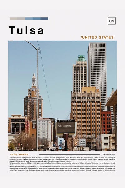 Oklahoma: Tulsa Landscape Poster by Paul Rommer