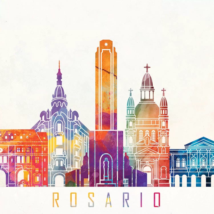 Rosario Landmarks Watercolor Poster