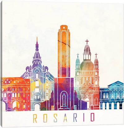 Rosario Landmarks Watercolor Poster Canvas Art Print - Argentina Art