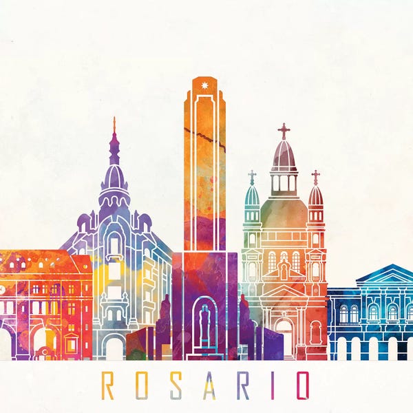 Argentina: Rosario Landmarks Watercolor Poster by Paul Rommer