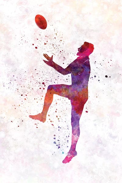 Rugby Man Player In Watercolor I by Paul Rommer framed canvas print