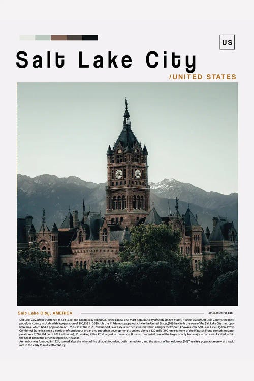 Salt Lake City Poster Landscape