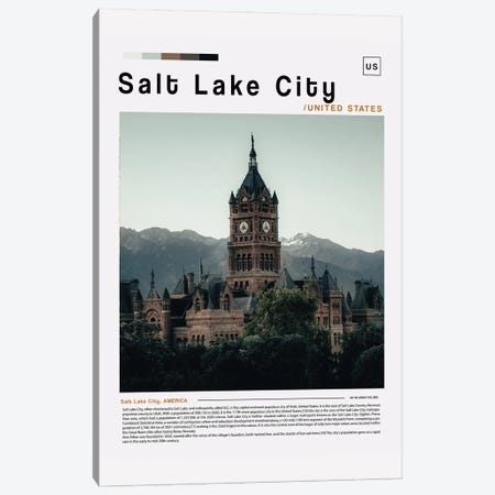 Salt Lake City Poster Landscape Canvas Print #PUR6155} by Paul Rommer Canvas Artwork