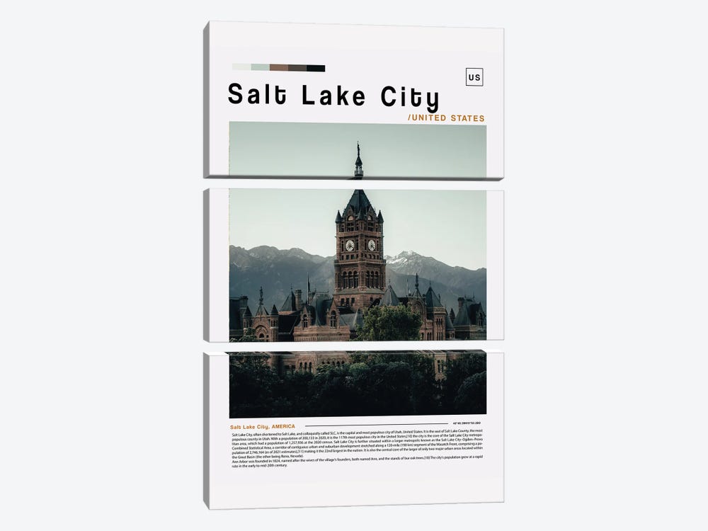 Salt Lake City Poster Landscape by Paul Rommer 3-piece Art Print