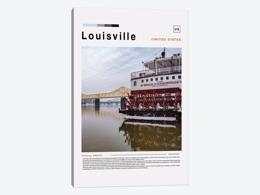 Louisville Poster Landscape by Paul Rommer 1-piece Canvas Print