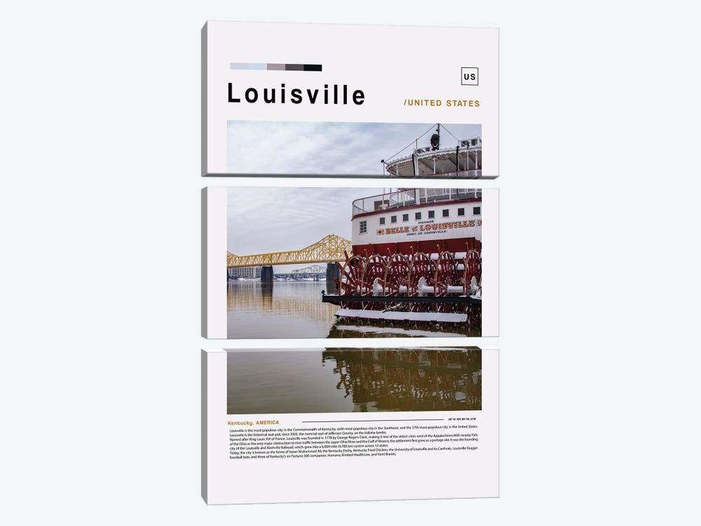 Louisville Poster Landscape by Paul Rommer 3-piece Art Print