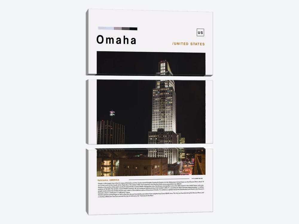 Omaha Poster Landscape by Paul Rommer 3-piece Canvas Artwork