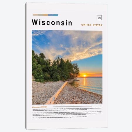 Wisconsin Poster Landscape Canvas Print #PUR6159} by Paul Rommer Canvas Print