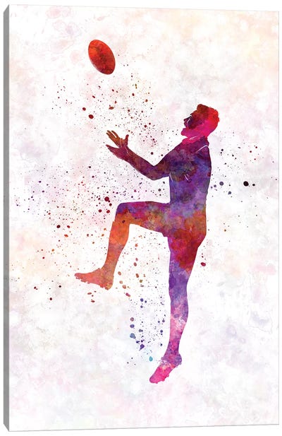 Rugby Man Player In Watercolor I Canvas Art Print