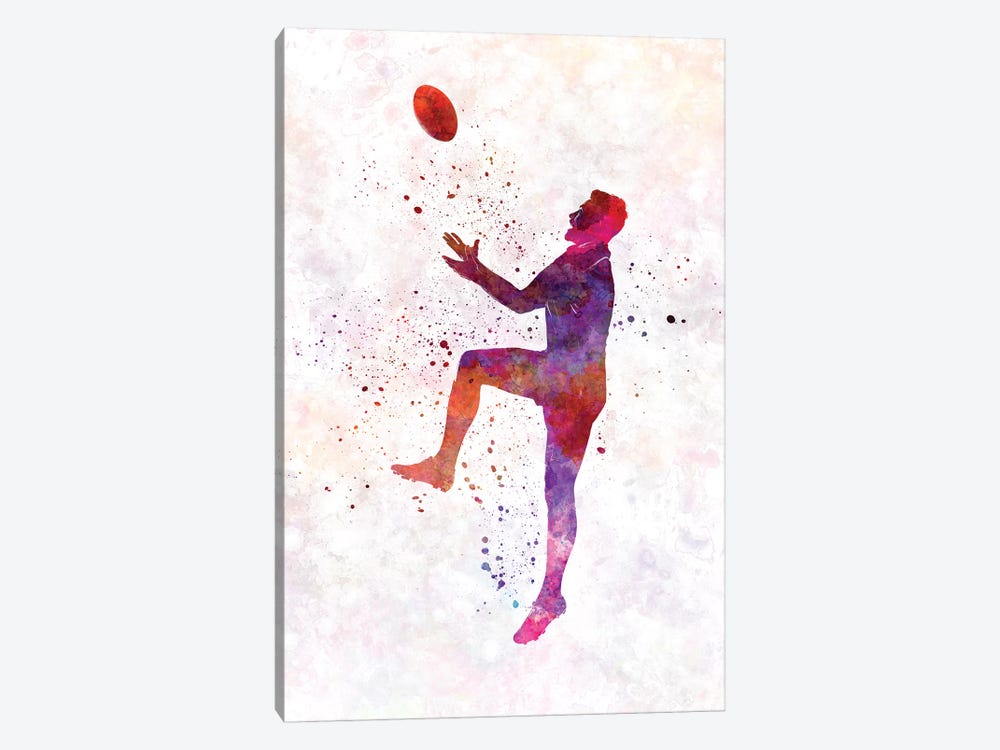 Rugby Man Player In Watercolor I by Paul Rommer 1-piece Canvas Art Print