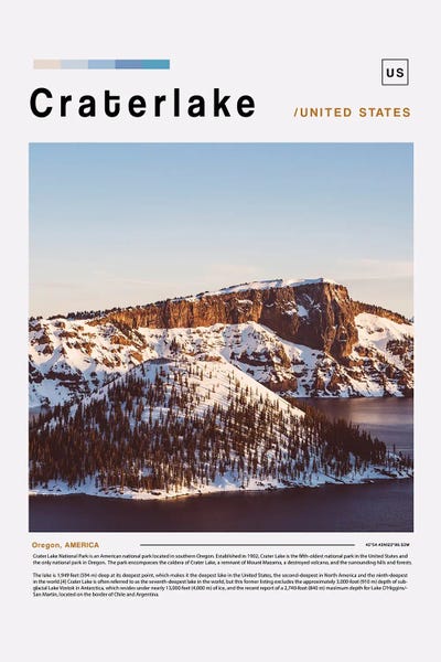 Crater Lake National Park: Crater Lake Poster Landscape by Paul Rommer