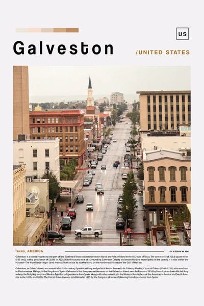 Canvas Print: Galveston Poster Landscape by Paul Rommer