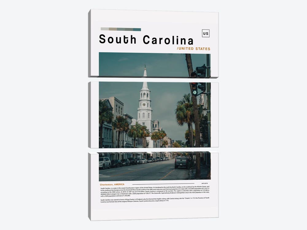 South Carolina Poster Landscape by Paul Rommer 3-piece Art Print