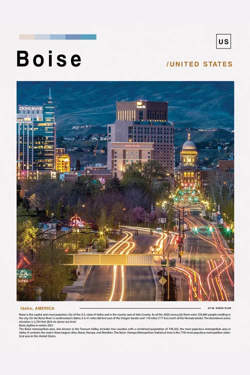 Boise Poster Landscape by Paul Rommer wall art