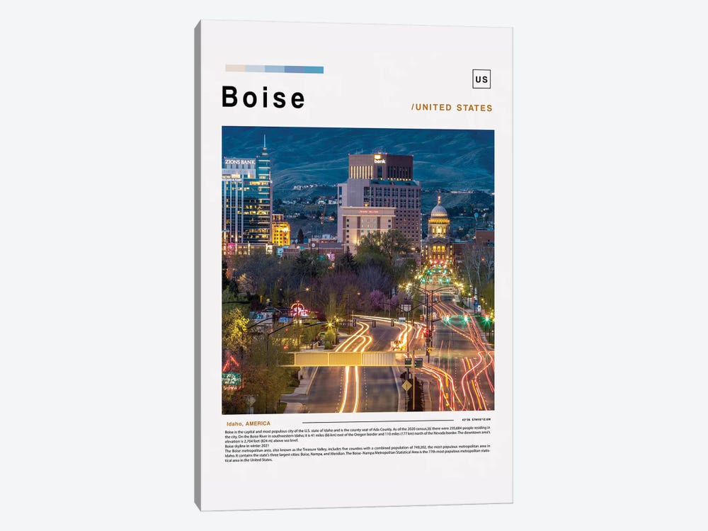 Boise Poster Landscape by Paul Rommer 1-piece Canvas Print